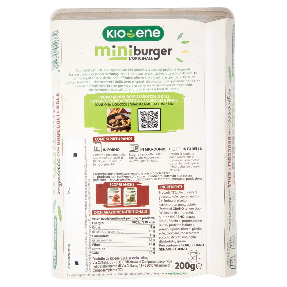 Mini Burger con Broccoli e Kale Kioene, 200 g